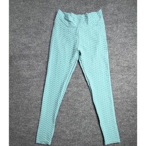 Teal Blue Butt-Lifting TikTok Leggings Pants Large
